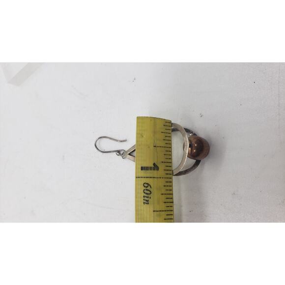 Vintage Mexico MCM 925 Sterling Silver Teardrop with Copper Ball Center 1950s - Picture 5 of 8